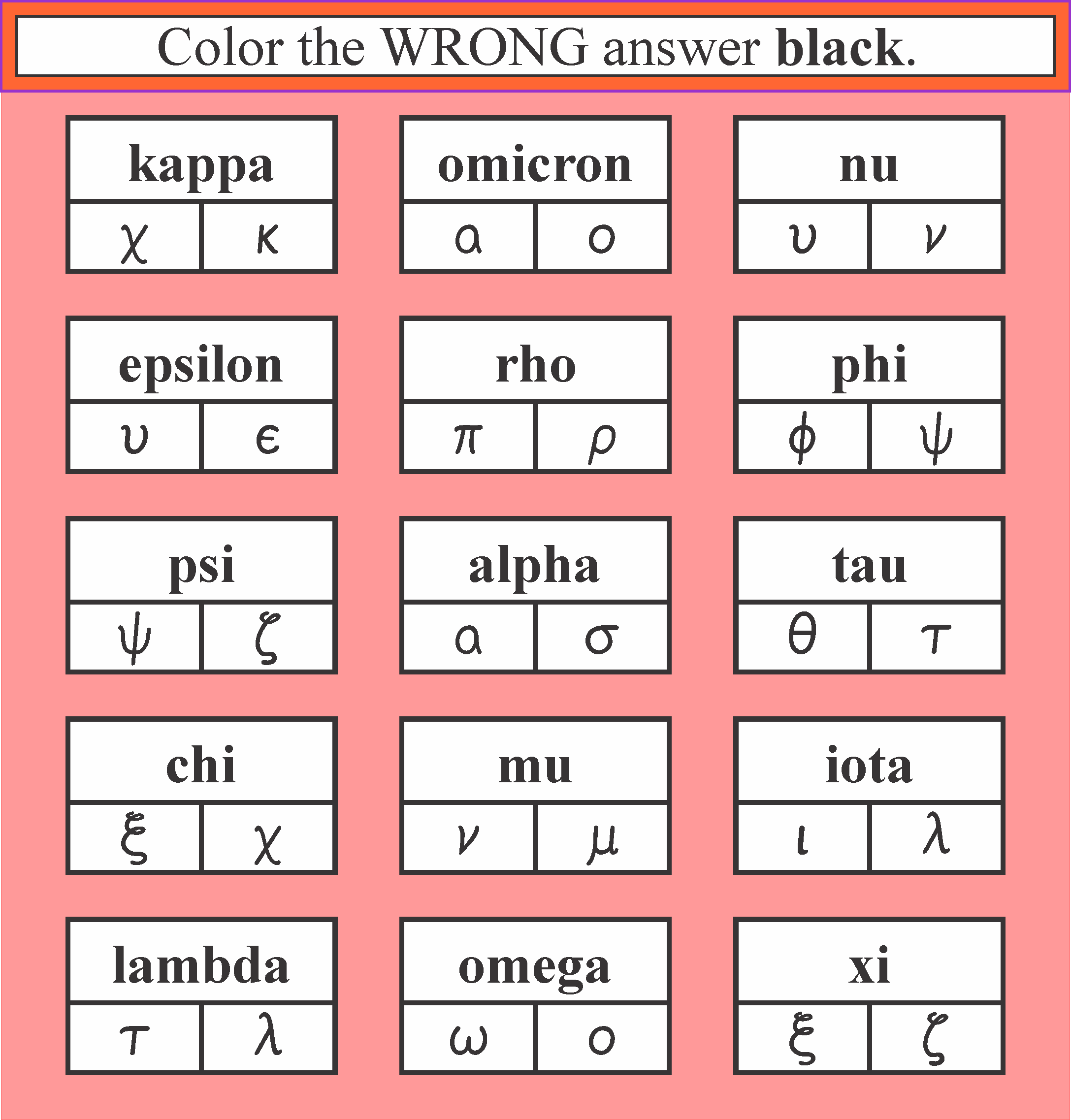 Greek Alphabet Practice Page